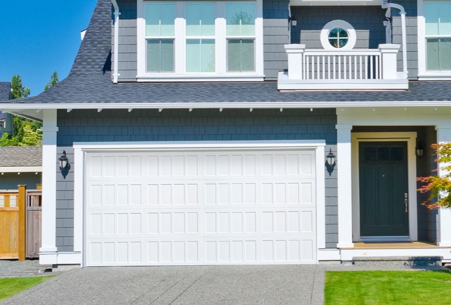 Close up of white DoorLink garage door